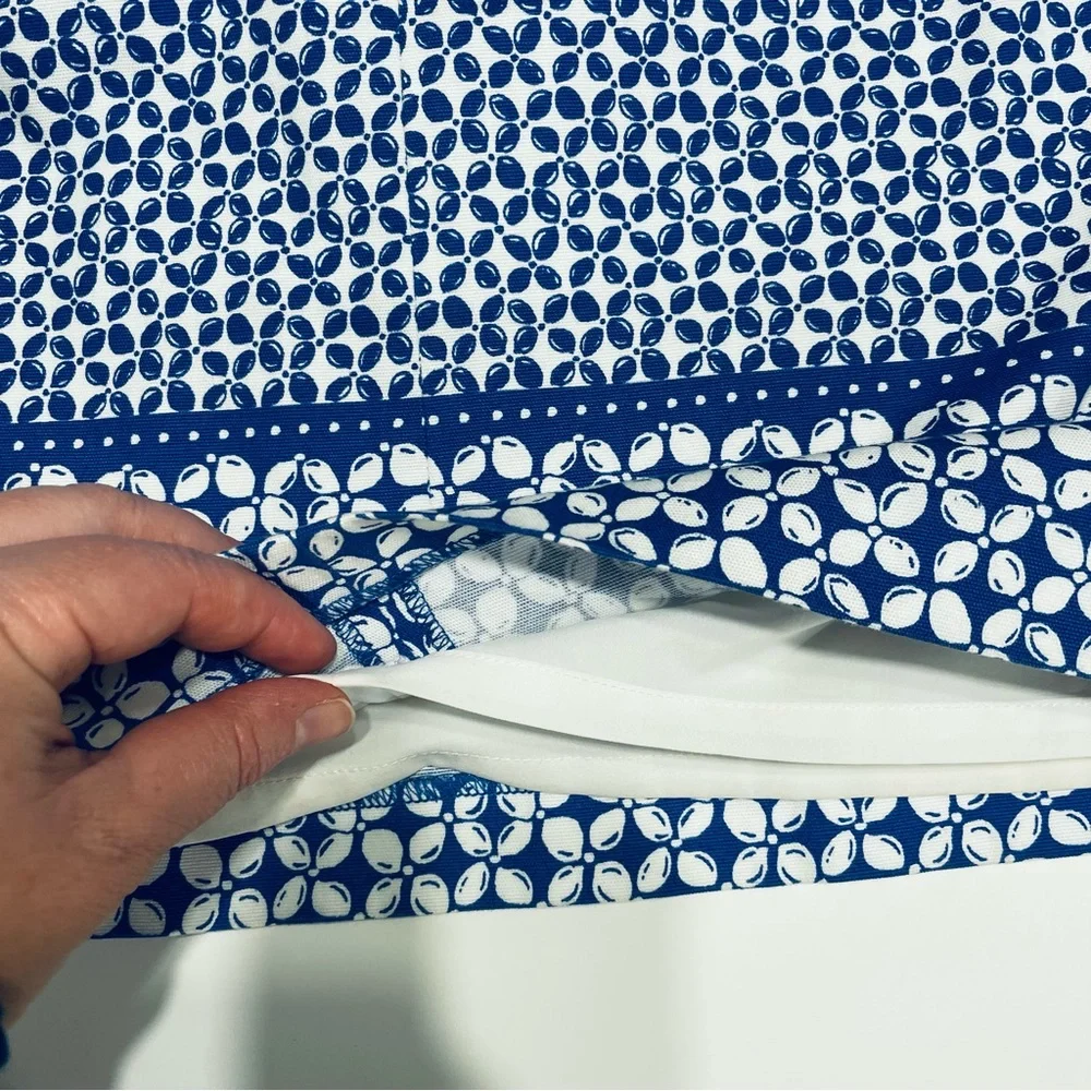 Talbots Blue and White Geometric Pencil Skirt, Size 4